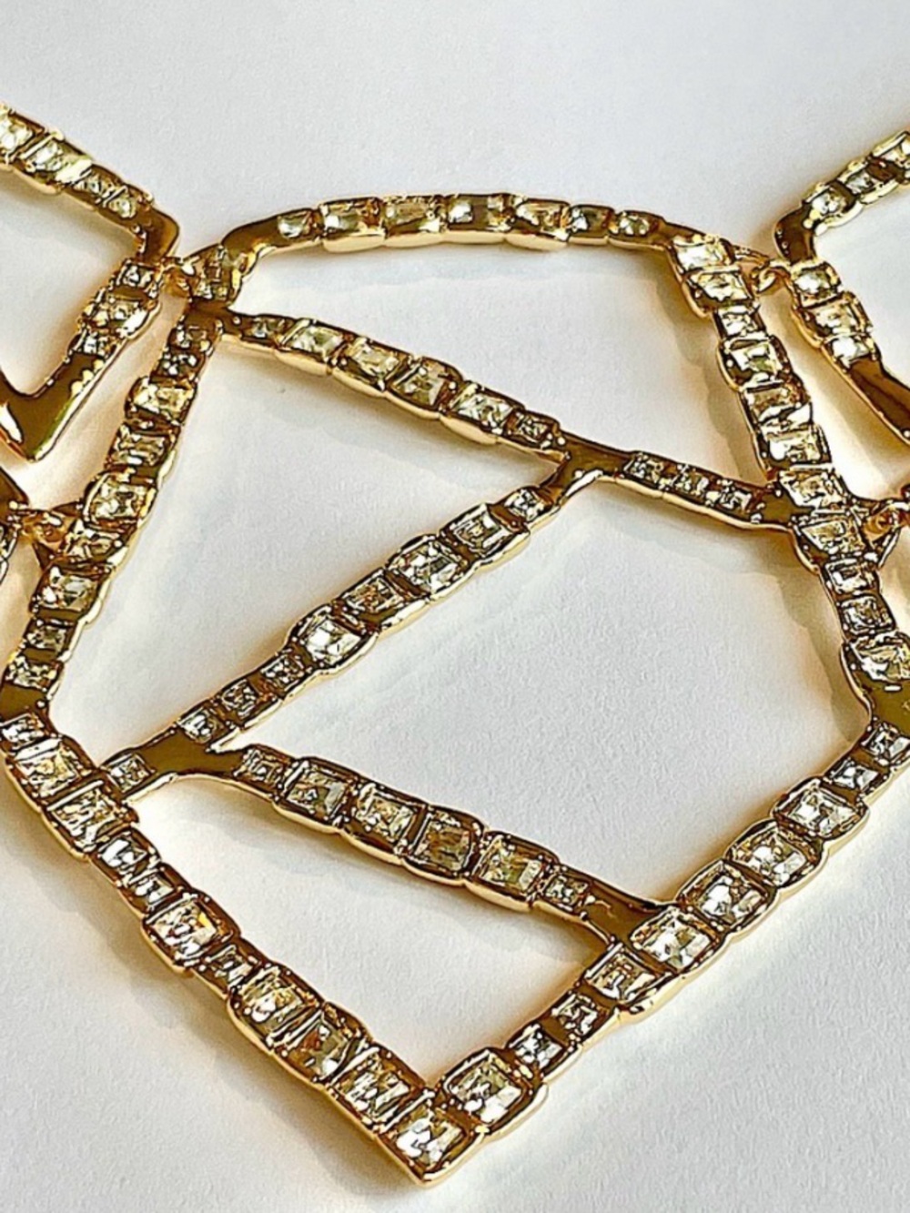 NEW Alexis Bittar Miss Havisham Geometric Bib Necklace Gold Crystal AU20